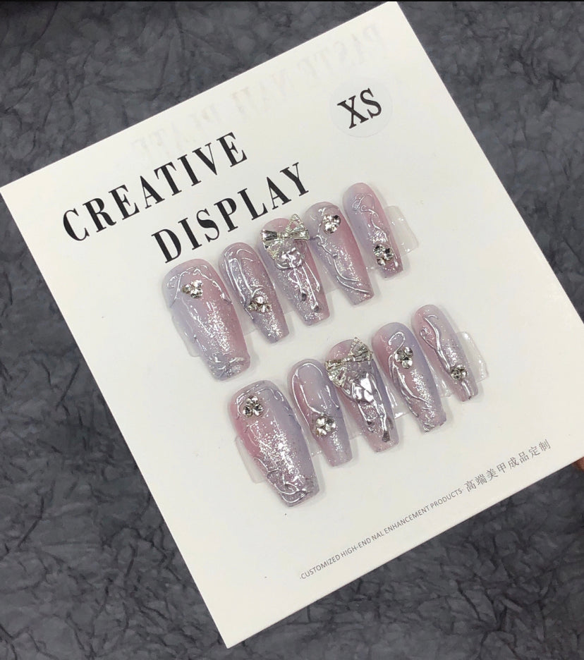 Light Purple Pearlescent Handmade Press-On Nails