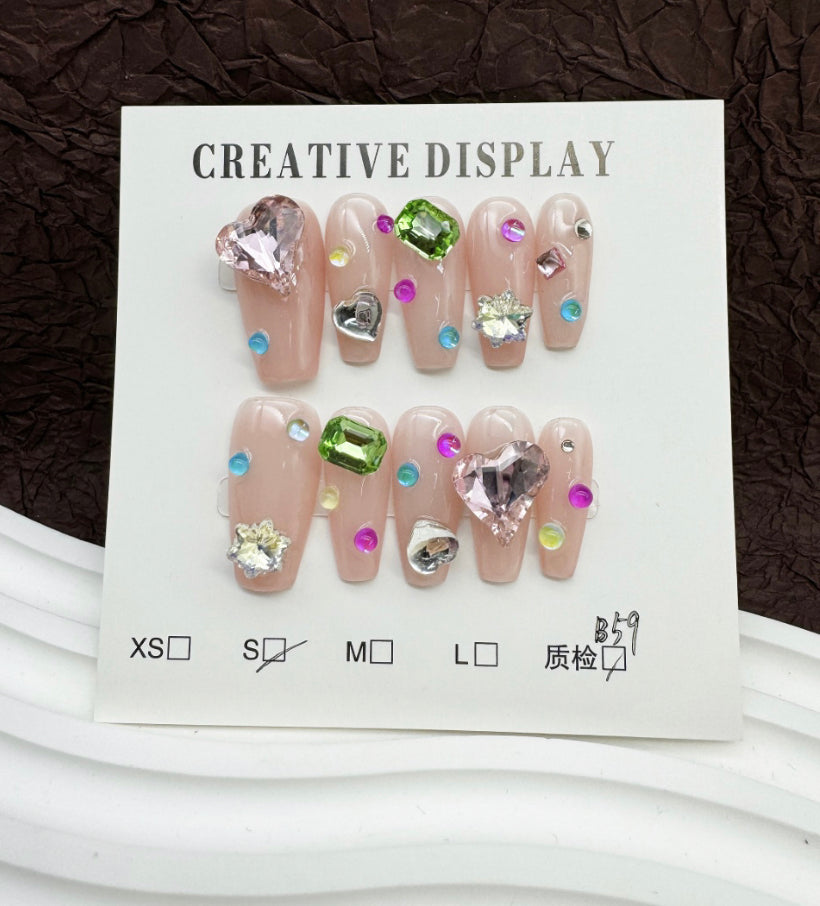 Dopamine-Inspired Colorful Candy Handmade Press-On Nails