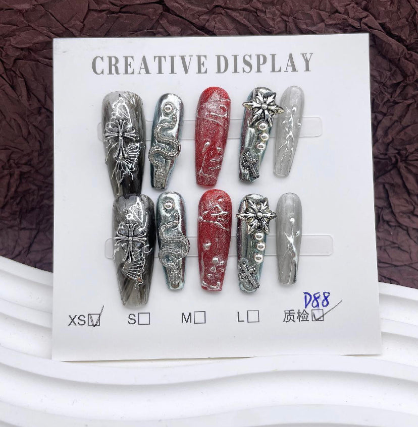 Niche Grunge Dark Gradient Handmade Press on nails