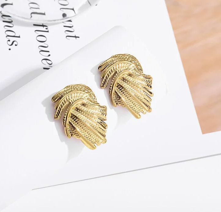 Trendy Vintage Luxe Irregular Swirl Earrings - Unique Twisted Studs