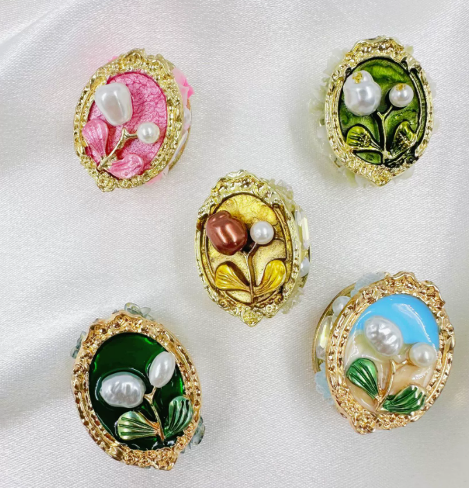 Fake Pearl Floral Straight-Hole Clay Beads - DIY fancy Beads