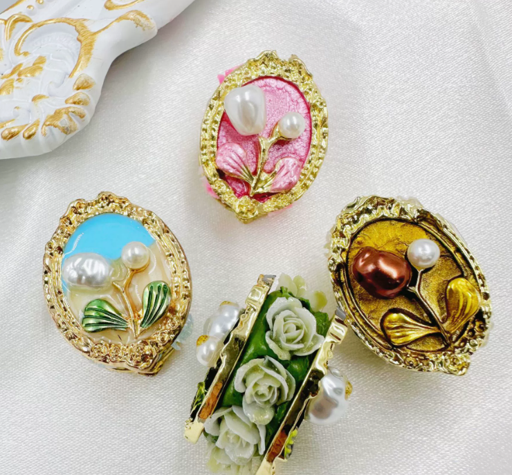 Fake Pearl Floral Straight-Hole Clay Beads - DIY fancy Beads
