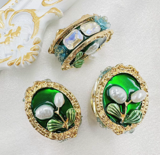 Fake Pearl Floral Straight-Hole Clay Beads - DIY fancy Beads