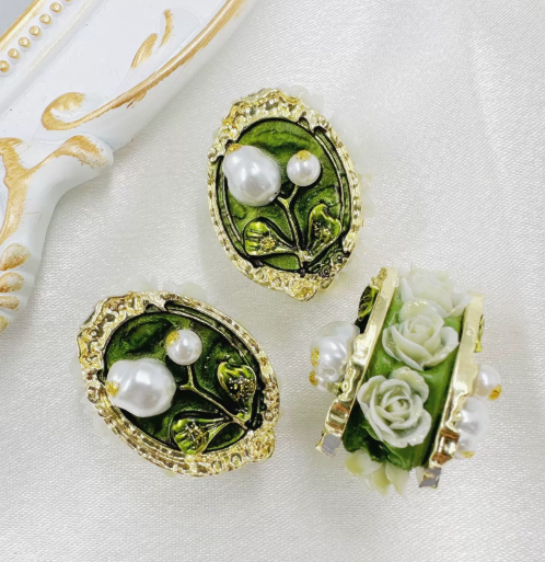 Fake Pearl Floral Straight-Hole Clay Beads - DIY fancy Beads