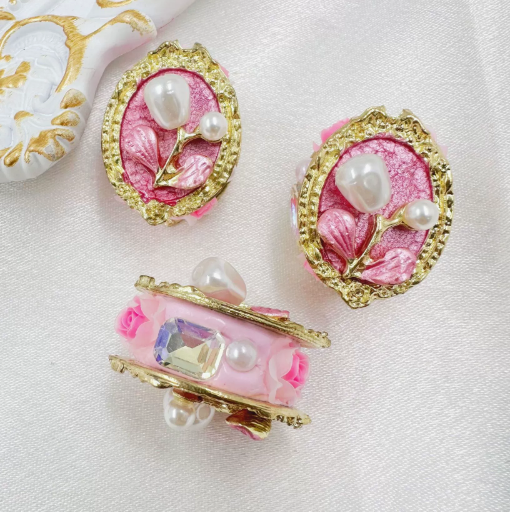 Fake Pearl Floral Straight-Hole Clay Beads - DIY fancy Beads
