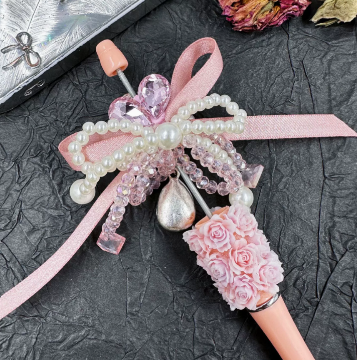 Pink Fabric Bow Crown with Rhinestones - DIY Jewelry Beads