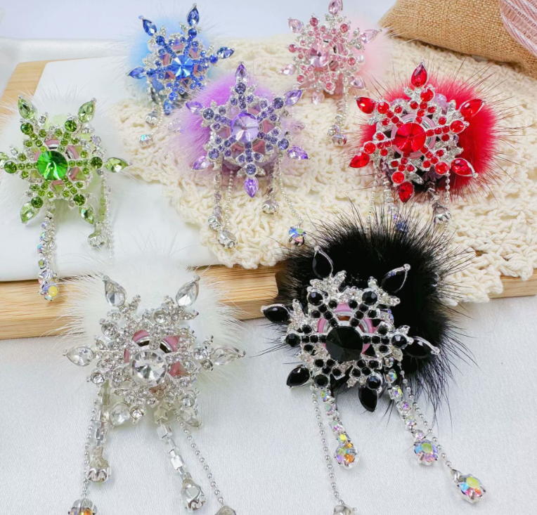 Fur Ball Snowflake Zircon Heavy Craft Accessories Beading DIY Phone Chain Straight-Hole Beads