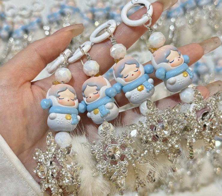 Fur Ball Snowflake Zircon Heavy Craft Accessories Beading DIY Phone Chain Straight-Hole Beads