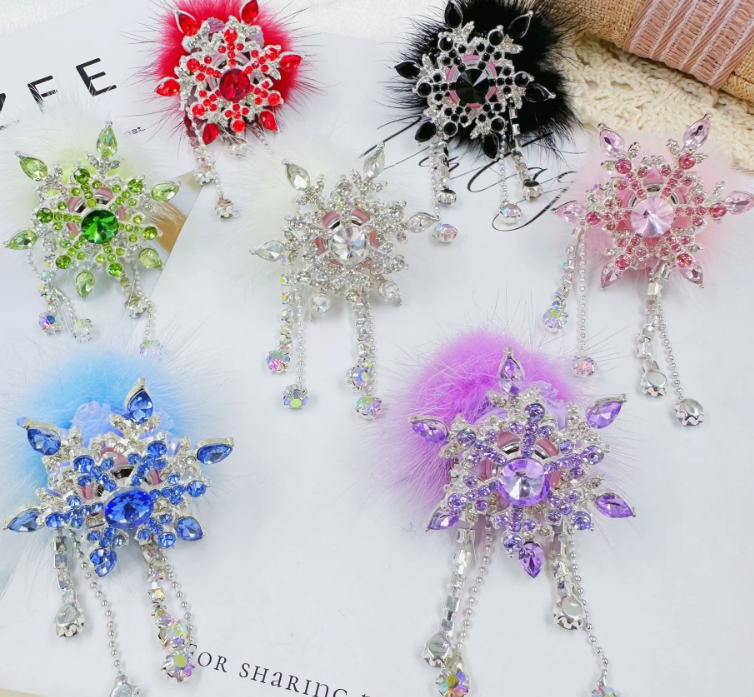 Fur Ball Snowflake Zircon Heavy Craft Accessories Beading DIY Phone Chain Straight-Hole Beads
