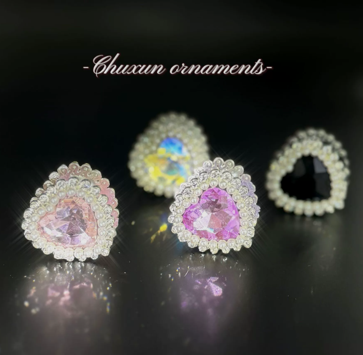 Heart-Shaped Rhinestone Pearl Phone Chain Accessories DIY Jewelry Heart Beads