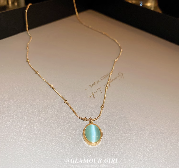 Oval Cat’s Eye Stone Necklace Stainless steel