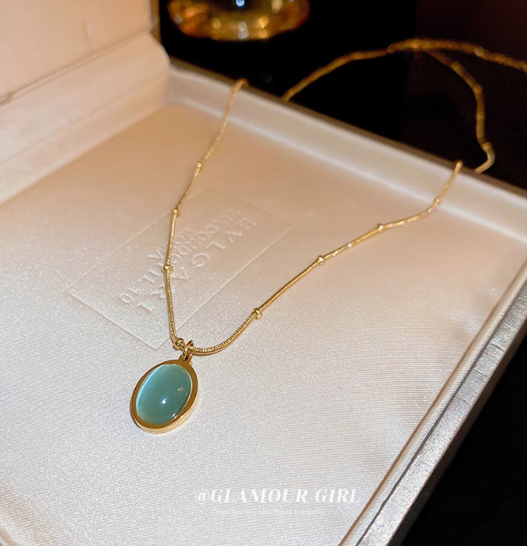 Oval Cat’s Eye Stone Necklace Stainless steel
