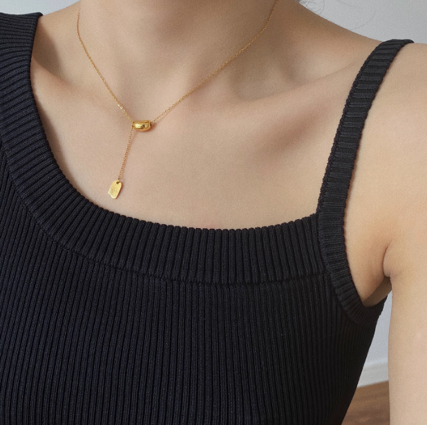 Gold Bean Lucky Necklace -Stainless Steel