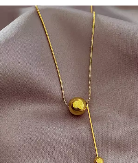 Minimalist Spherical Metal Sweater Chain | Cool Aesthetic | Niche Retro Stainless Steel Necklace