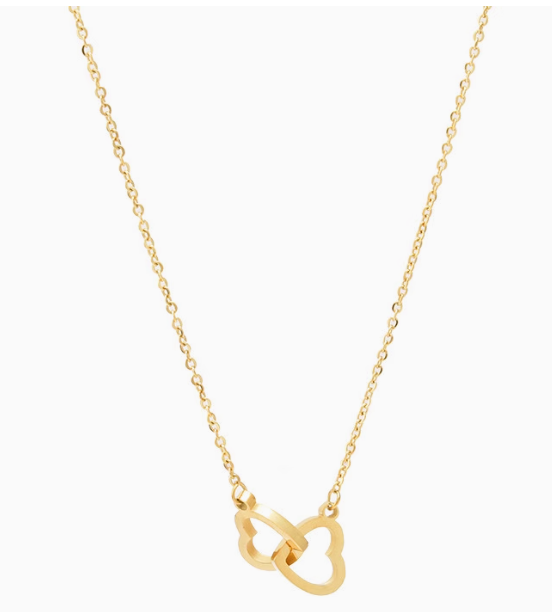 Minimalist Double Ring Heart Clavicle Chain | Stainless Steel Necklace