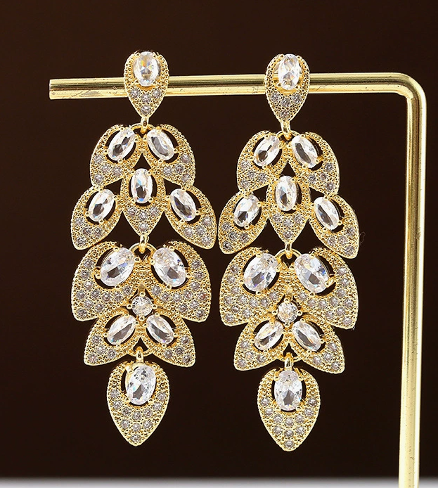 High-End Dopamine Color Earrings with Copper-Set Cubic Zirconia, Luxe Accessories