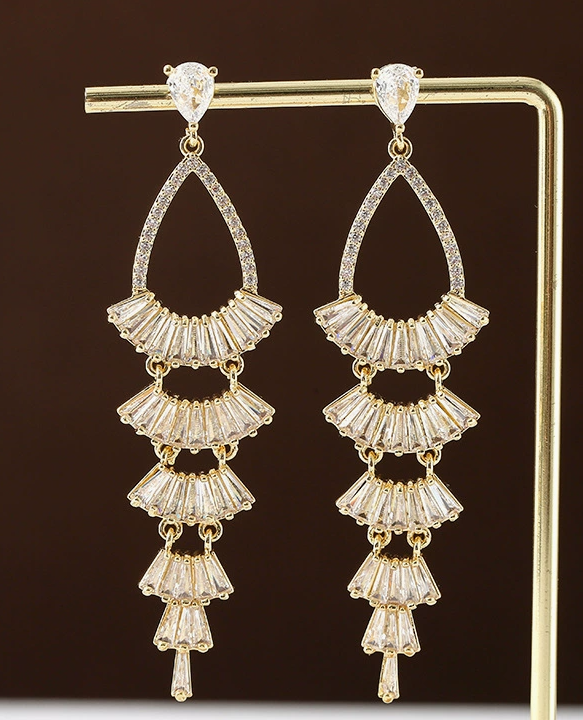 High-End Dopamine Color Earrings with Copper-Set Cubic Zirconia, Luxe Accessories