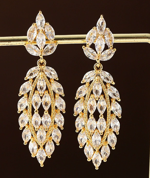 High-End Dopamine Color Earrings with Copper-Set Cubic Zirconia, Luxe Accessories