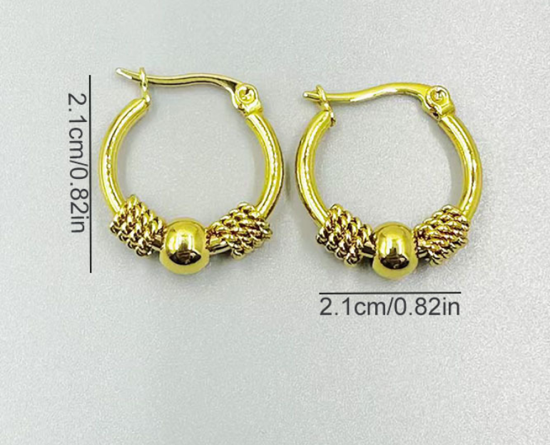 Stylish round transfer beads stainless steel Women's earrings Simple all-in-one Women's jewelry suitable for Casual Attire
