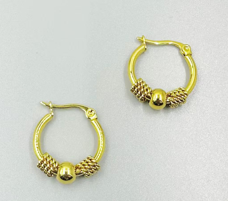 Stylish round transfer beads stainless steel Women's earrings Simple all-in-one Women's jewelry suitable for Casual Attire