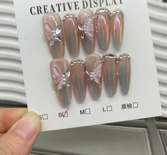 Aurora Butterfly Handmade Press-On Nails