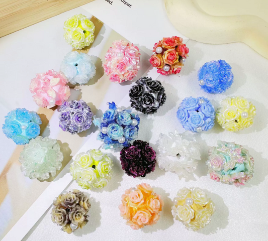 Random Color Flower Beads, Soft Ceramic, Suitable For Handmade Pen Jewelry Keychains, DIY Bead Mixed Colors